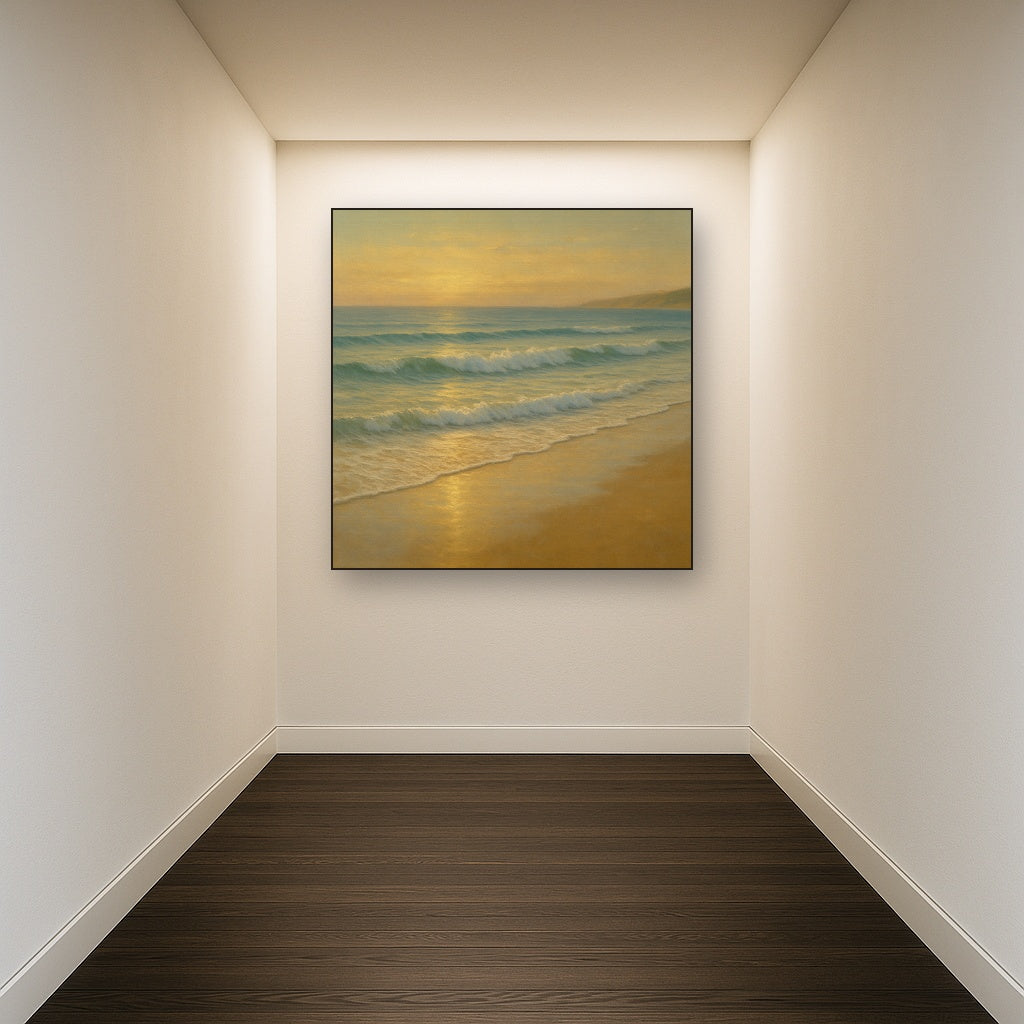 Gentle Breaking Waves & Wet Beach Reflection No. 4 Oil Painting - View 5
