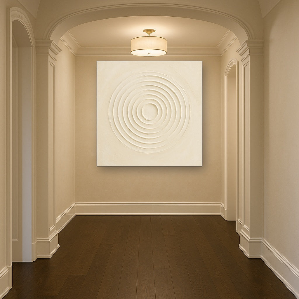 Concentric Zen Circles in Ivory No. 8 - Modern Fine Art Oil Painting - View 5