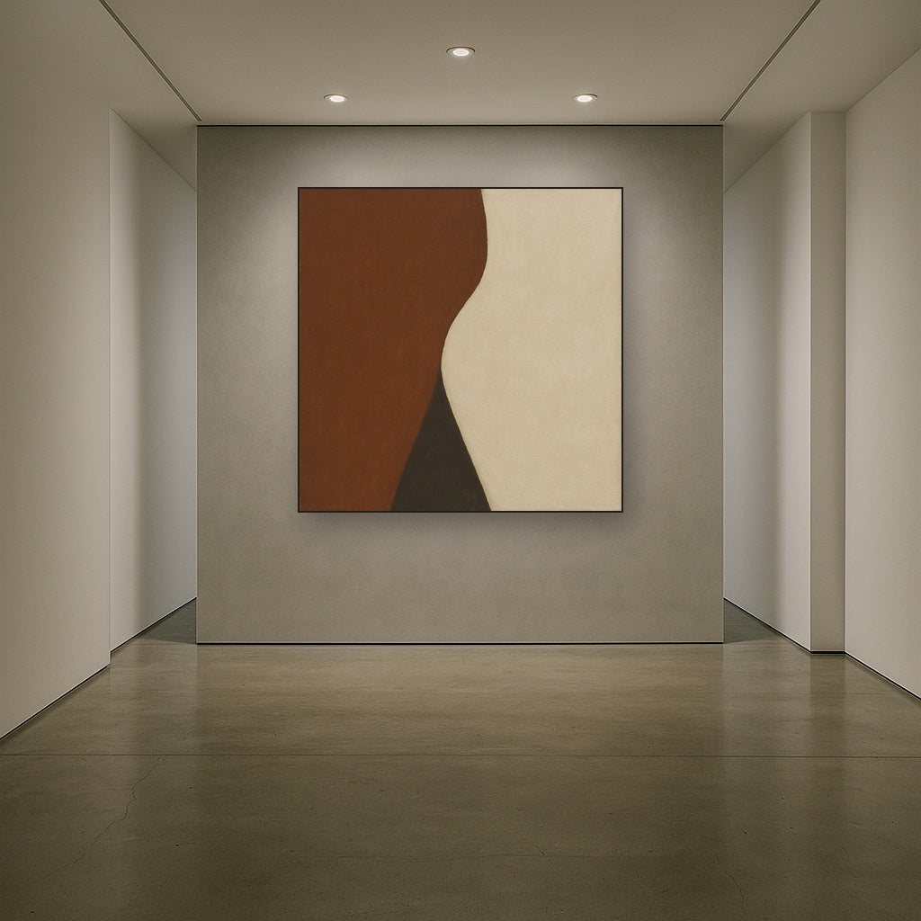 Burnt Umber & Greige Duet No. 7 - Modern Fine Art Oil Painting - View 5