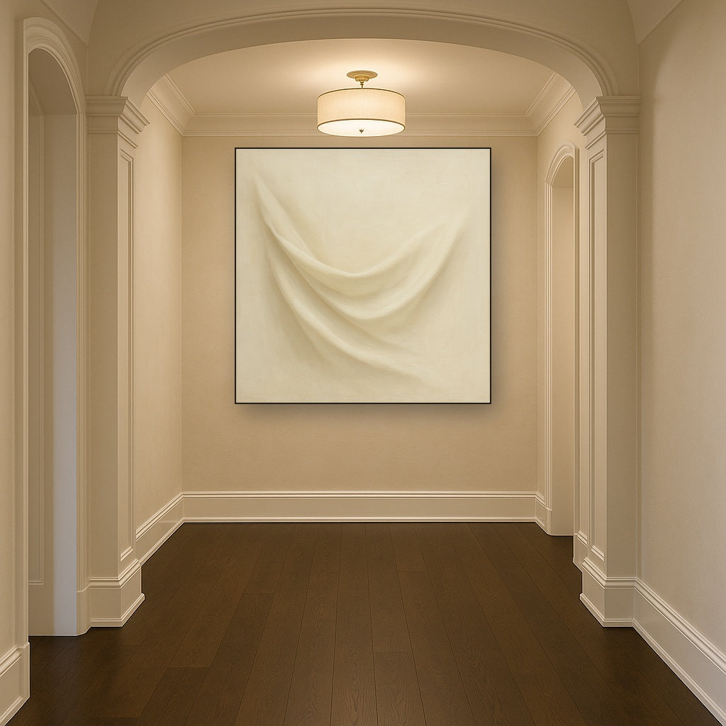 Alabaster Linen Texture Fold No. 4 - Modern Fine Art Oil Painting - View 5