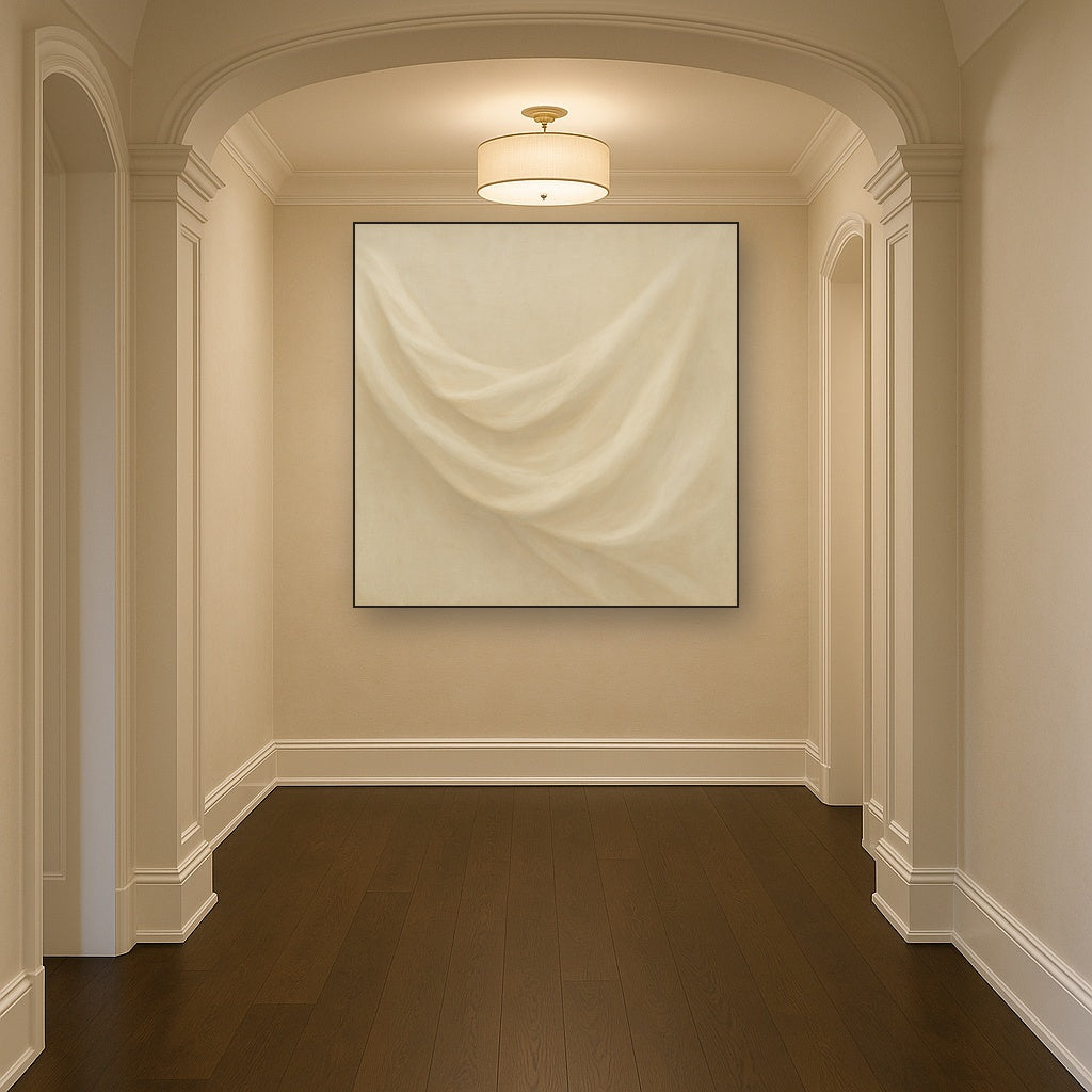 Alabaster Linen Texture Fold No. 4 - Modern Fine Art Oil Painting - View 5
