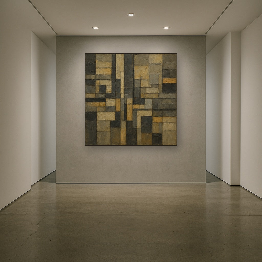 Urban Grid Modernist Abstract Oil Painting - View 5