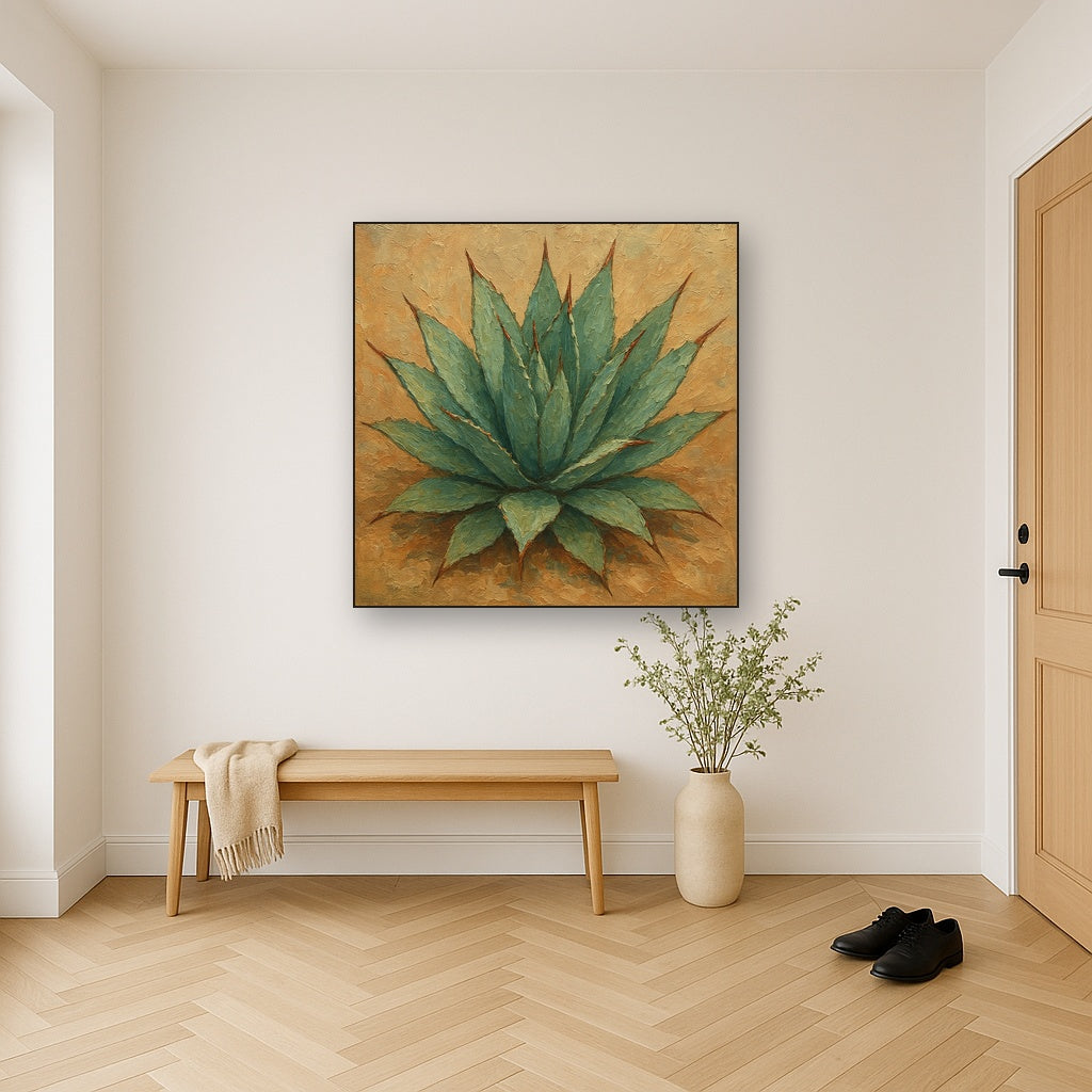 Wild Desert Agave Botanical Oil Painting - View 5