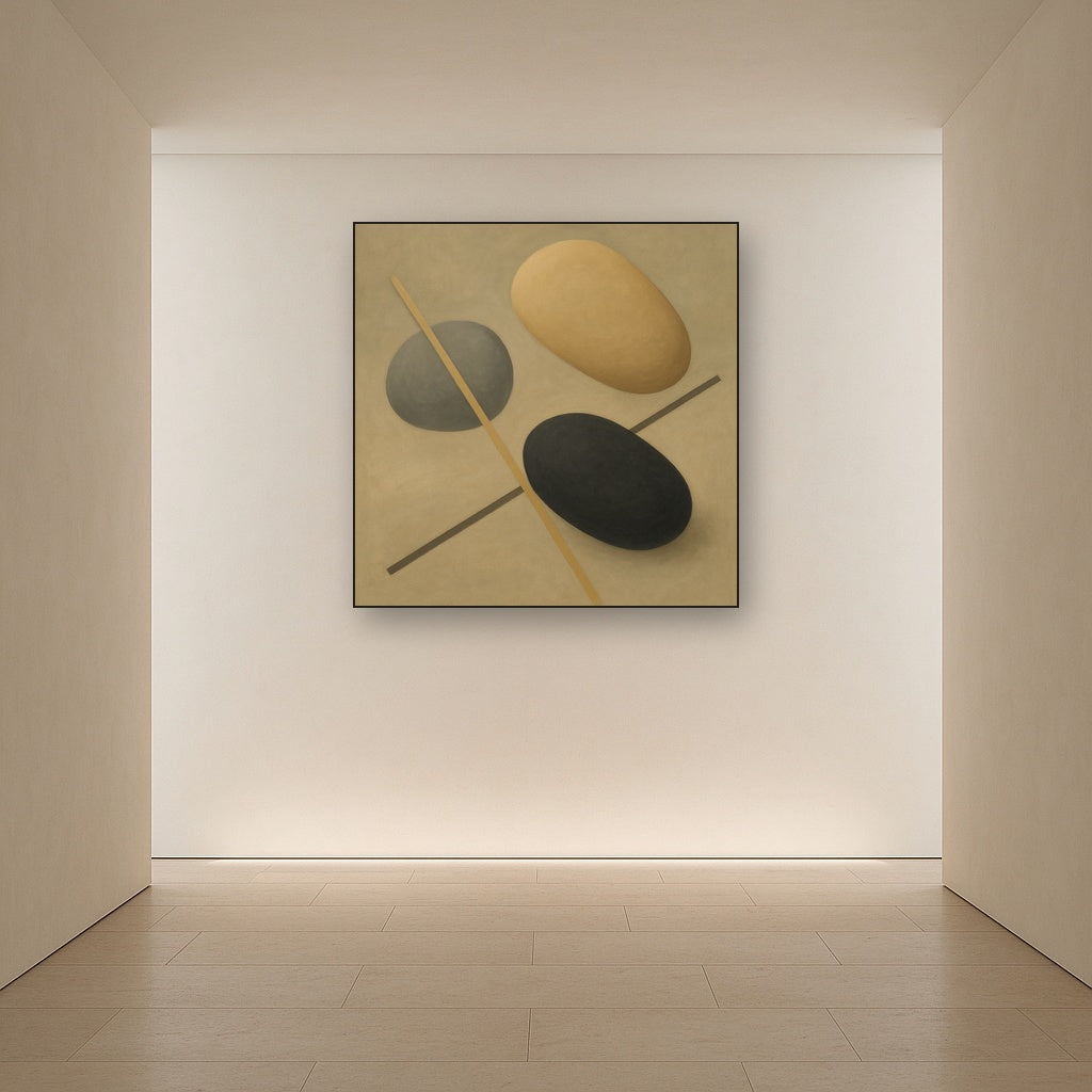 Organic Pebble Contours & Slanted Lines No. 11 Oil Painting - View 5