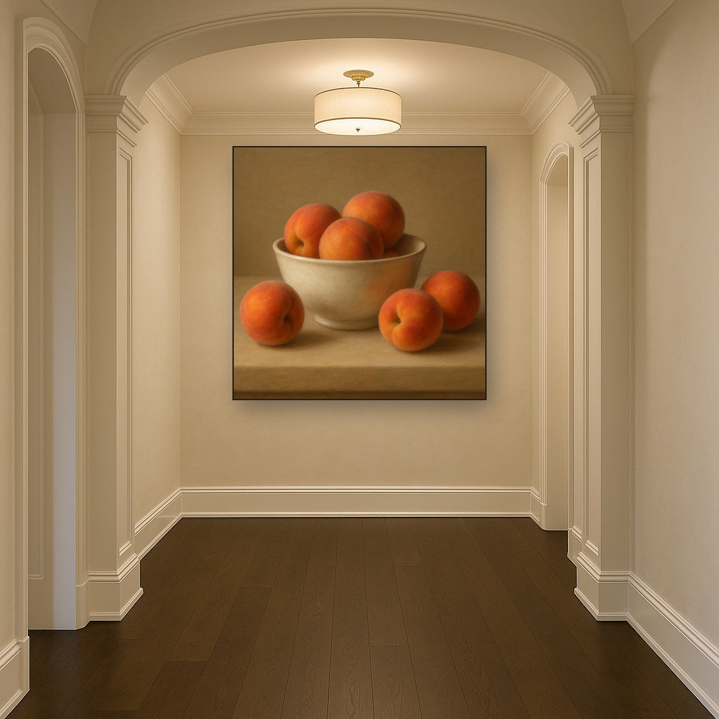 Heirloom Peaches & White Ceramic Bowl No. 4 Oil Painting - View 5