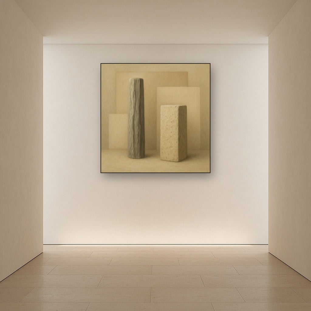 Driftwood Grey & Weathered Stone Monolith No. 20 Oil Painting - View 5