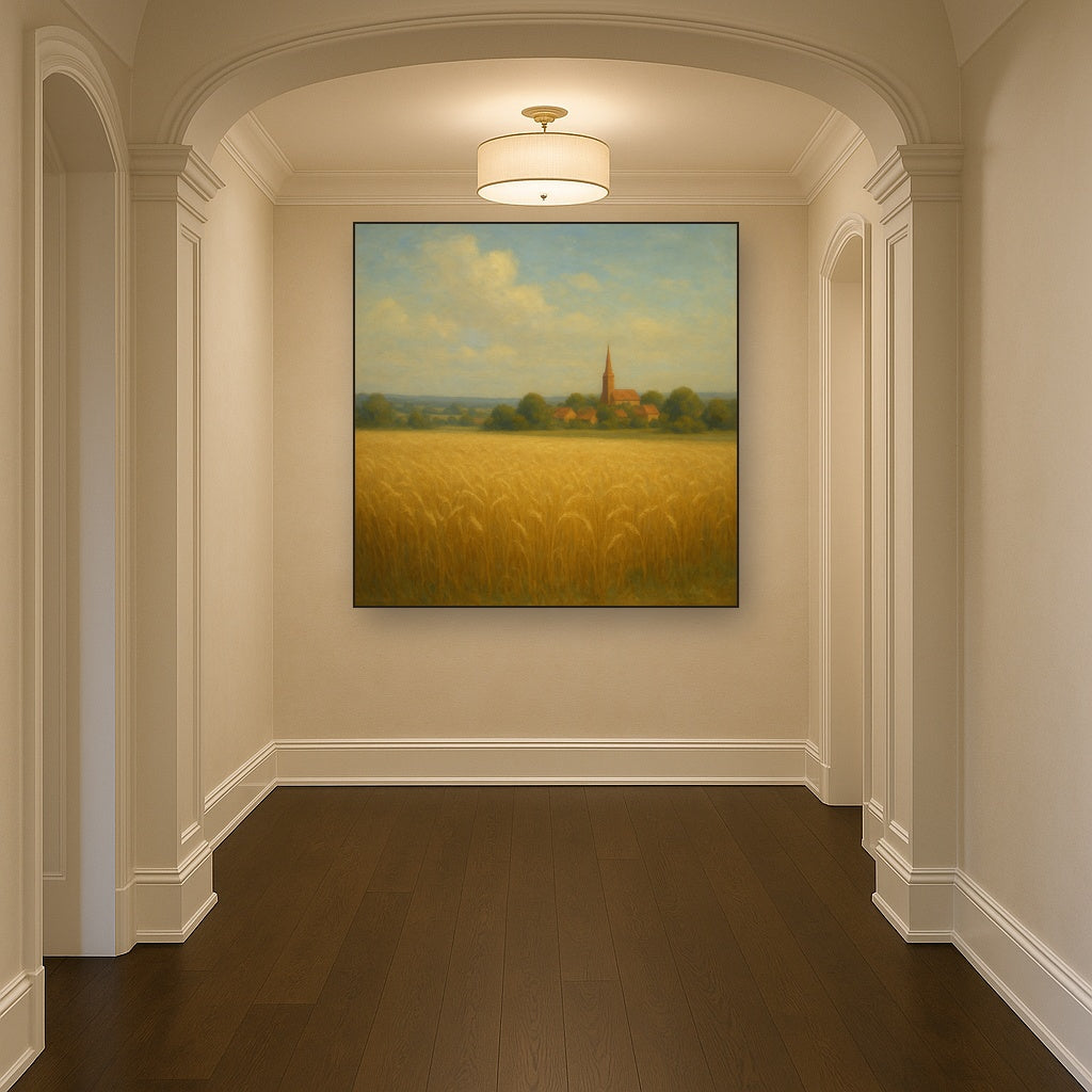 Sun-Drenched Wheatfield & Distant Village No. 9 Oil Painting - View 5