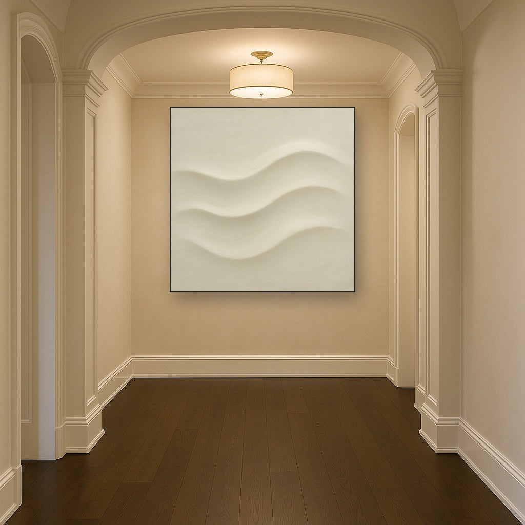 Monochrome Wave Relief No. 2 - Modern Fine Art Oil Painting - View 5