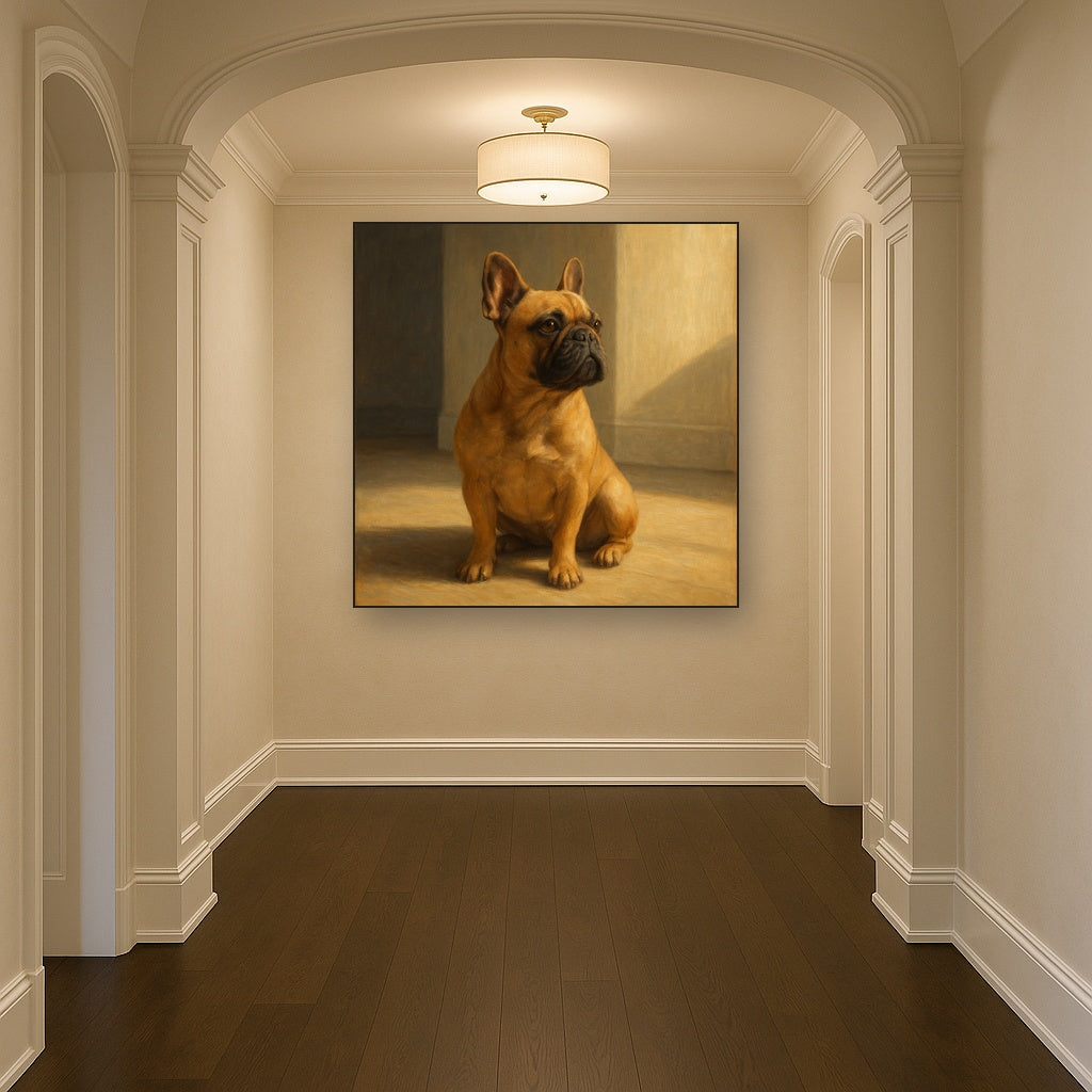 French Bulldog in Sunlit Minimalist Studio Fine Art Oil Painting - View 5