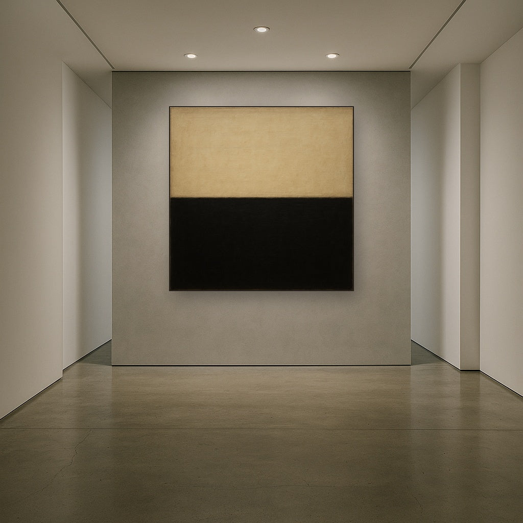 Onyx & Warm Biscuit Horizon No. 9 - Modern Fine Art Oil Painting - View 5