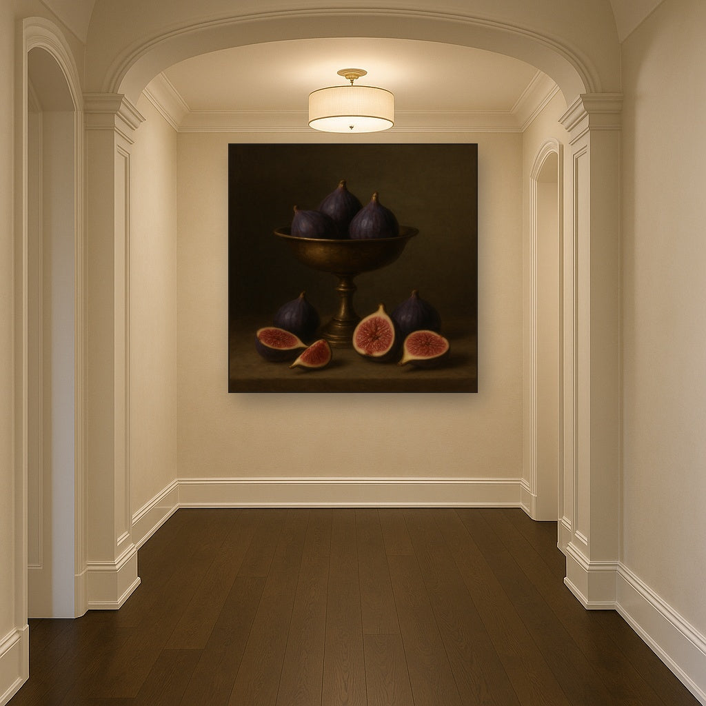 Ripe Figs & Bronze Compote Still Life No. 8 Oil Painting - View 5