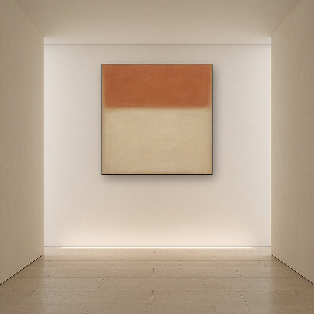 Terracotta & Greige Earth Bands No. 6 - Modern Fine Art Oil Painting - View 5