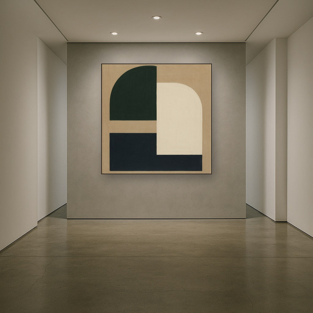 Forest Emerald & Chalk Interlock No. 6 - Modern Fine Art Oil Painting - View 5