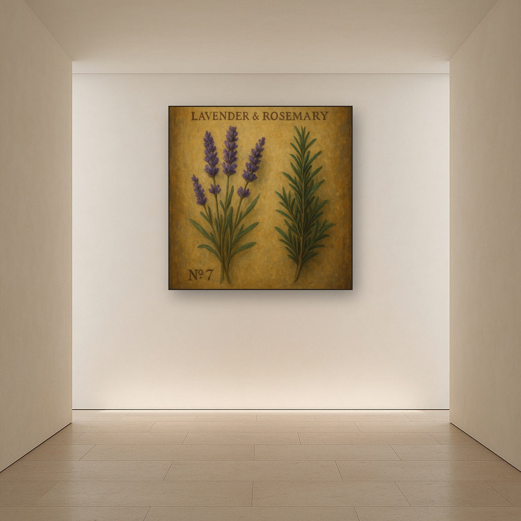 Vintage French Herbarium Lavender & Rosemary No. 7 Fine Art Oil Painting - View 5