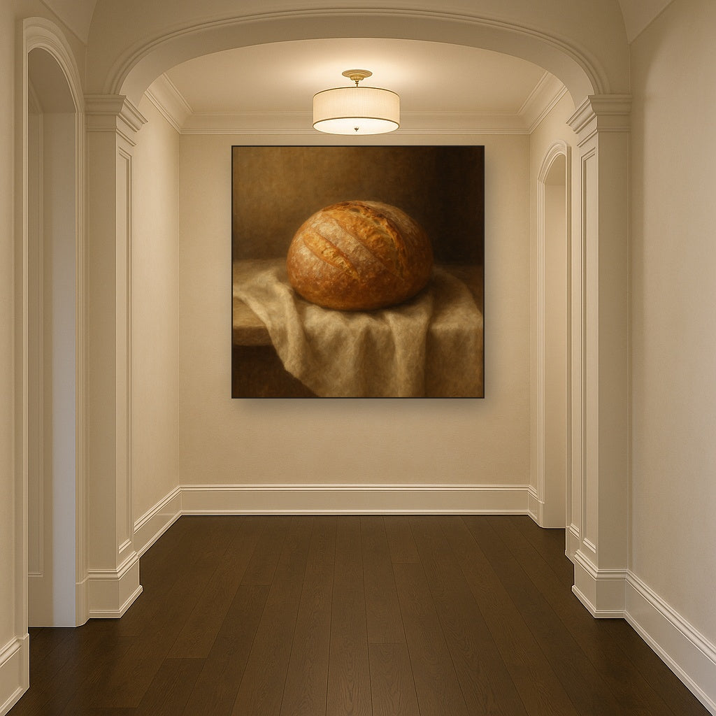 Artisan Sourdough Boule & Linen Drapery No. 5 Oil Painting - View 5