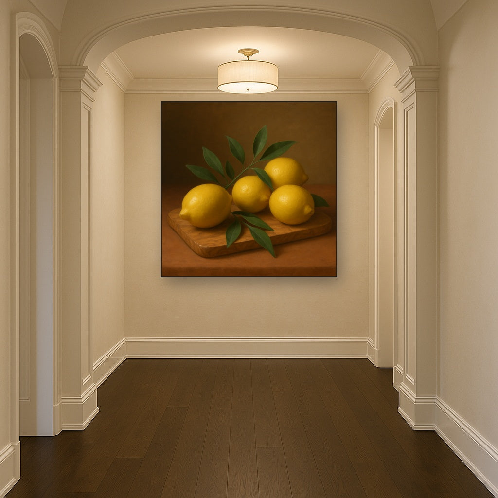 Meyer Lemons on Olive Wood Board No. 9 Oil Painting - View 5