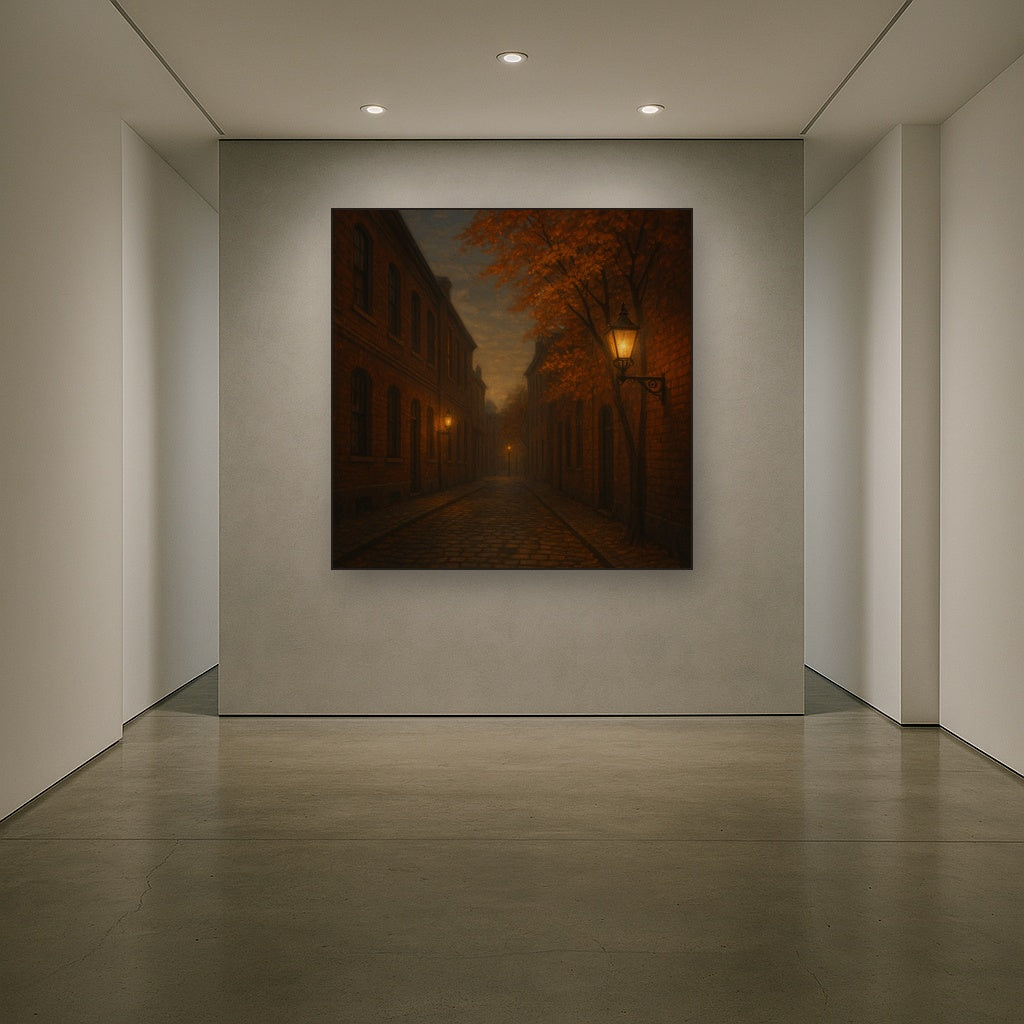 London Gaslamp Alley in Autumn Dusk No. 28 Oil Painting - View 5