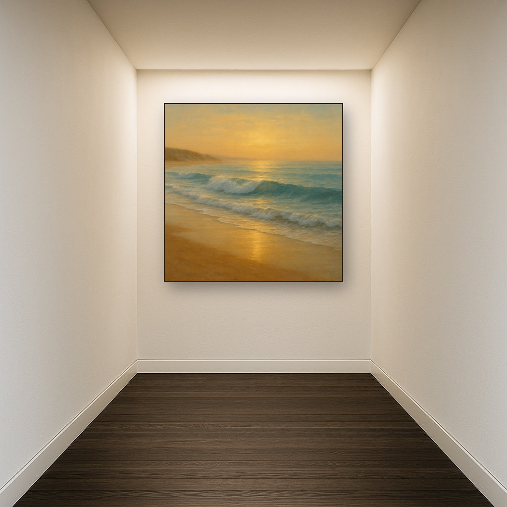Gentle Breaking Waves & Wet Beach Reflection No. 14 Oil Painting - View 5