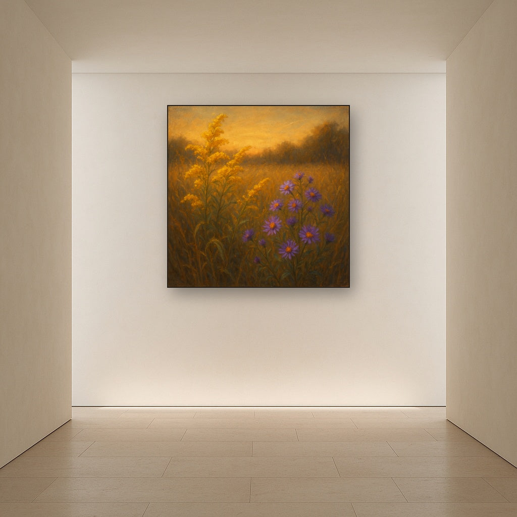 Goldenrod & Autumn Asters in Rustic Meadow No. 6 Fine Art Oil Painting - View 5
