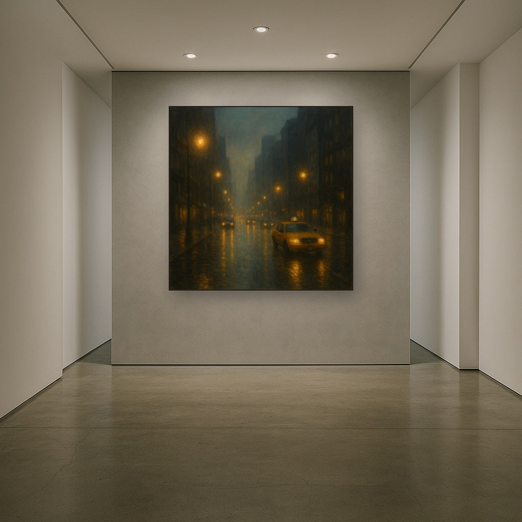 Rain-Drenched Manhattan Avenue Lights No. 2 Oil Painting - View 5