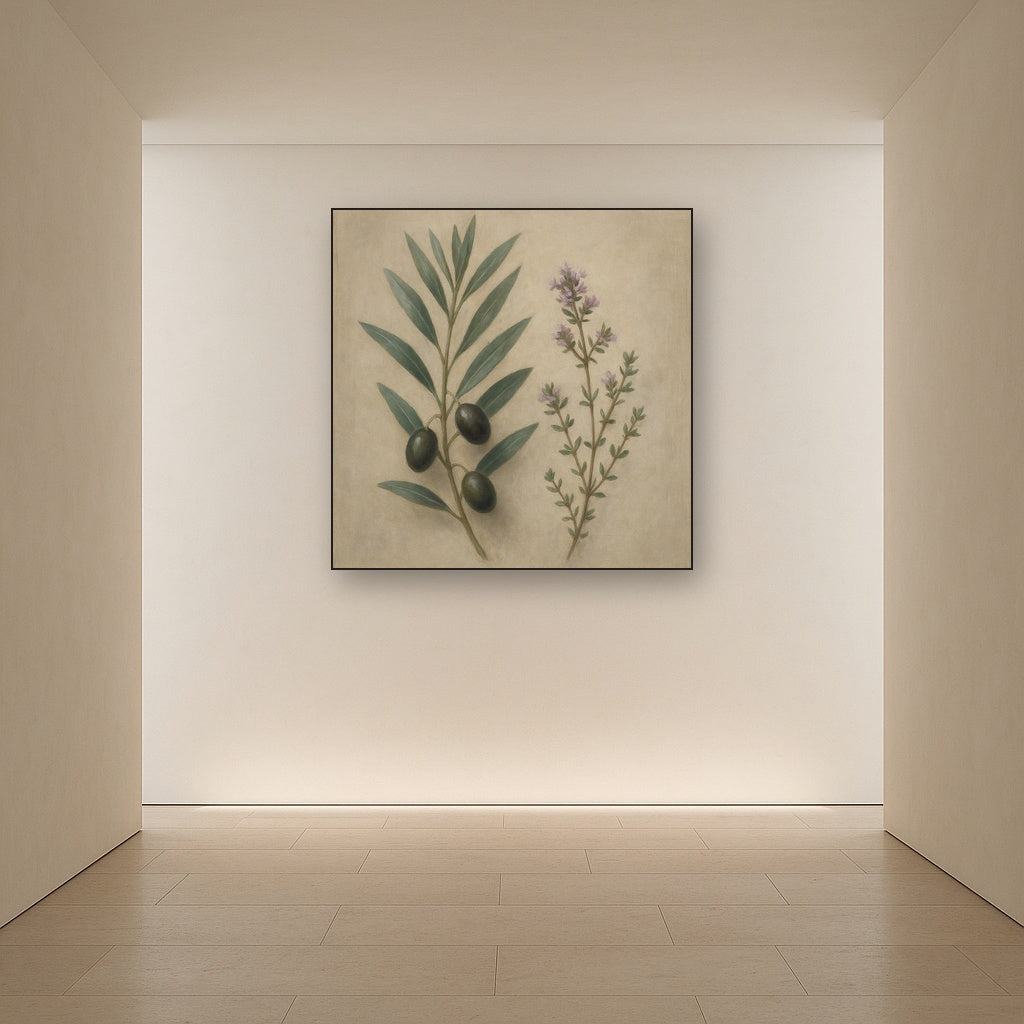 Olive Branches & Wild Thyme Botanical Study No. 3 Fine Art Oil Painting - View 5