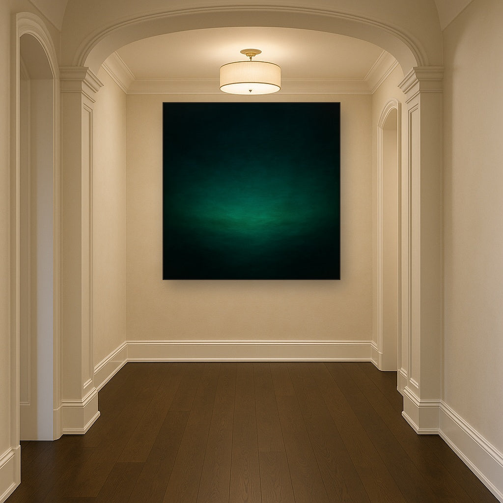 Midnight Teal & Deep Malachite Gradient No. 18 Oil Painting - View 5