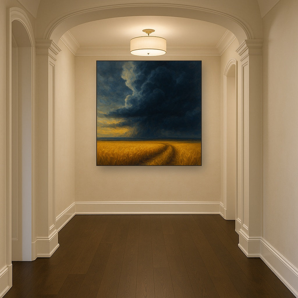 Harvest Wheatfield under Dramatic Thunderhead Sky No. 9 Fine Art Oil Painting - View 5