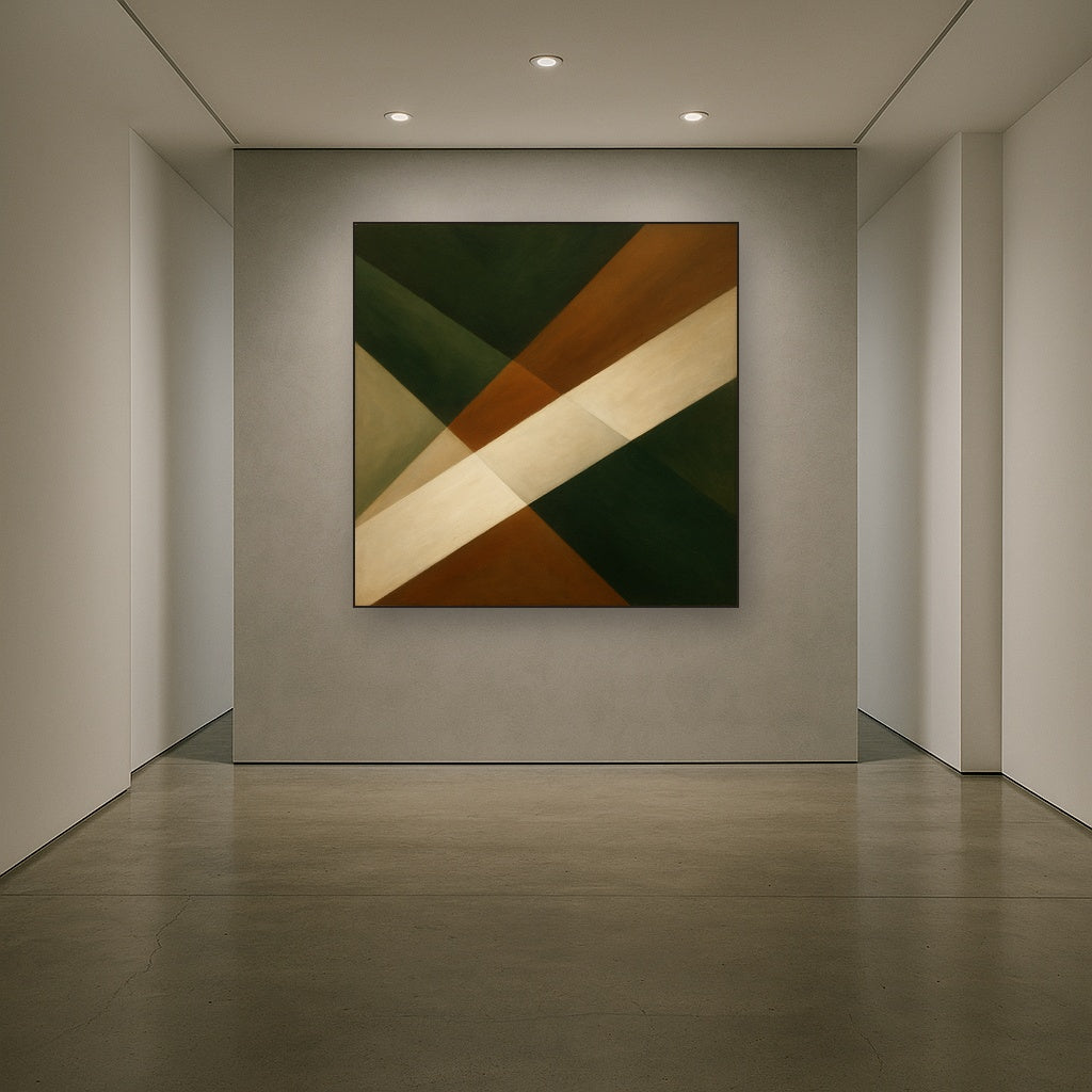 Kinetic Diagonal Planes in Forest & Alabaster No. 8 Fine Art Oil Painting - View 5