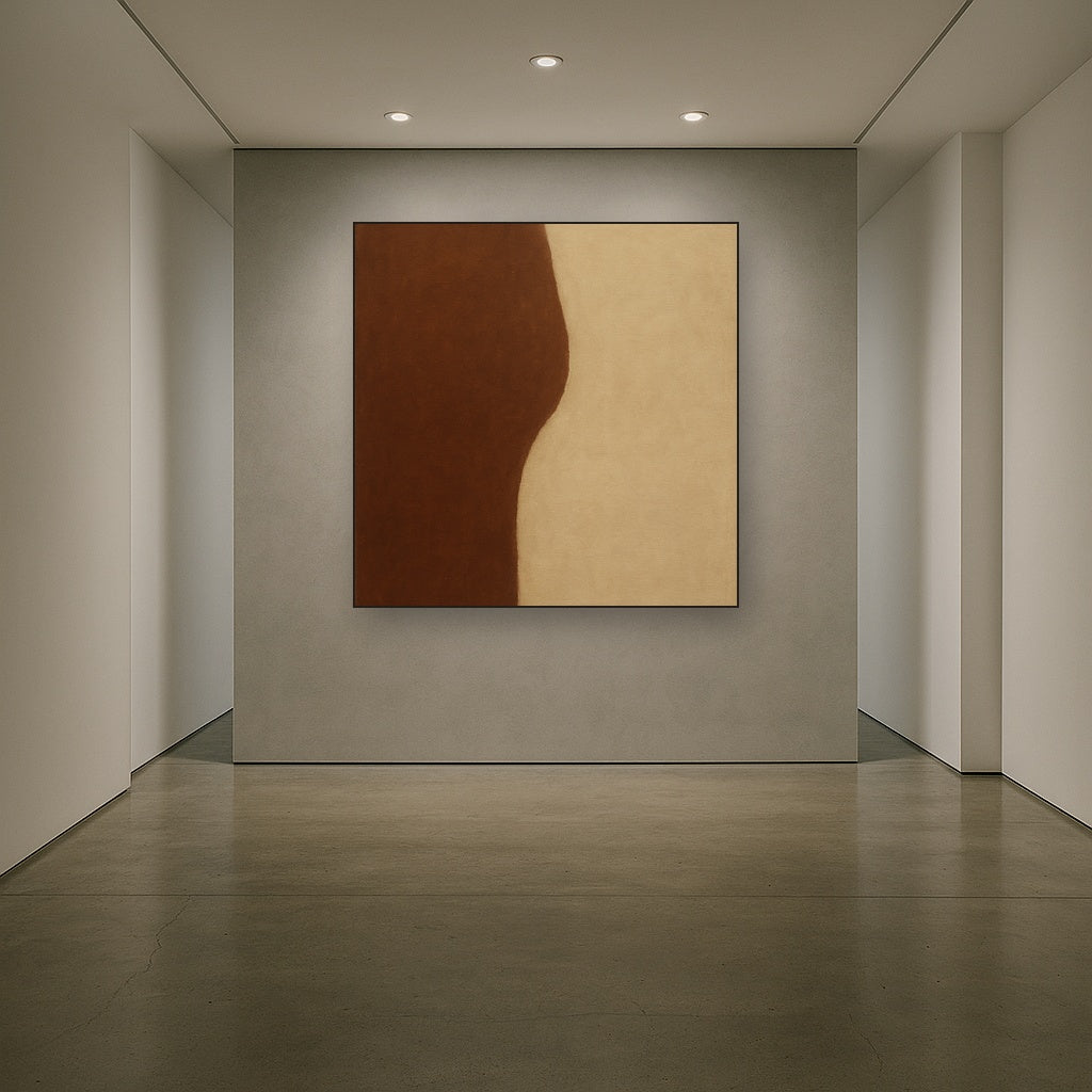 Burnt Umber & Greige Duet No. 7 - Modern Fine Art Oil Painting - View 5