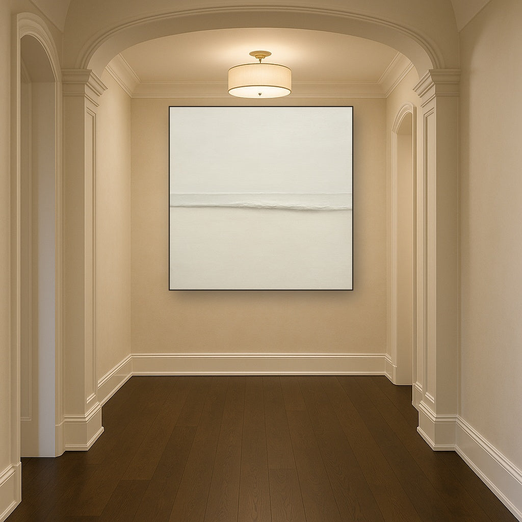 Minimalist White Horizon Band No. 7 - Modern Fine Art Oil Painting - View 5