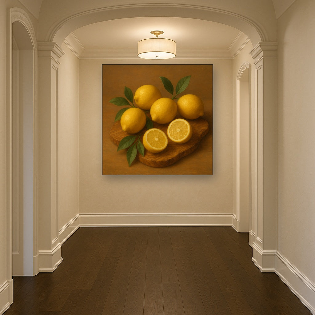 Meyer Lemons on Olive Wood Board No. 5 Oil Painting - View 5