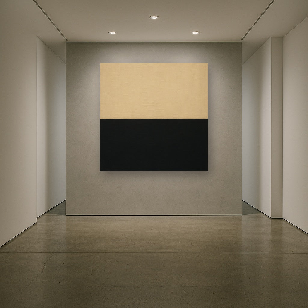 Onyx & Warm Biscuit Horizon No. 9 - Modern Fine Art Oil Painting - View 5