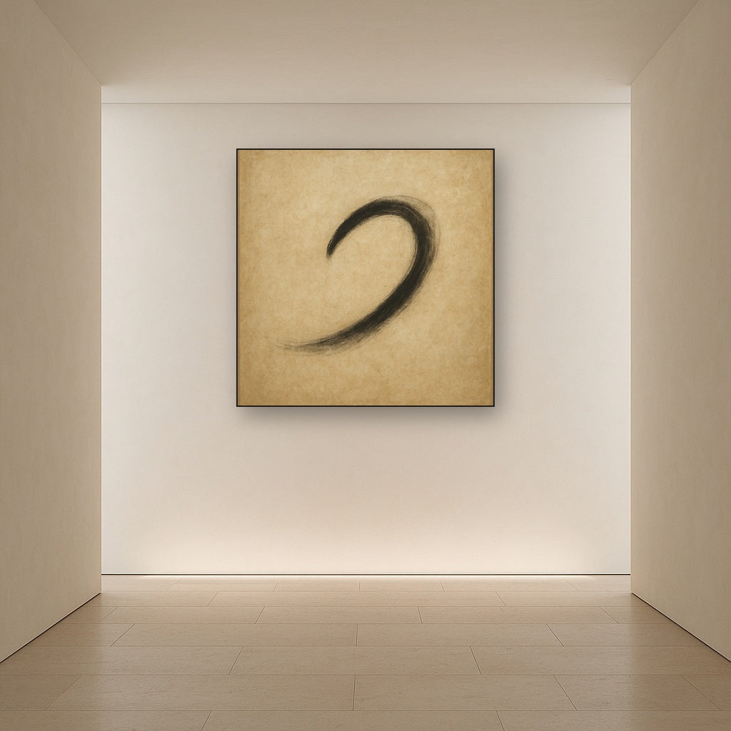 Aged Rice Paper & Charcoal Calligraphic Balance No. 27 Oil Painting - View 5