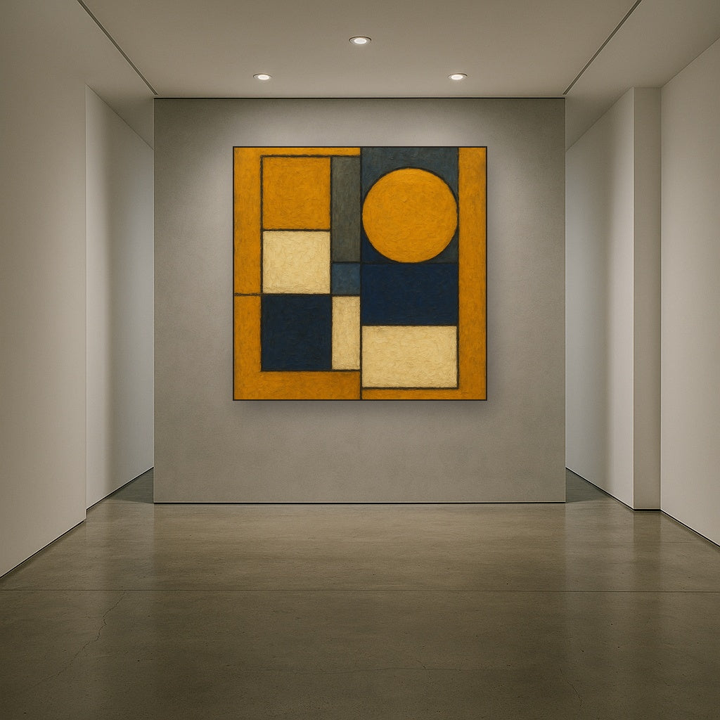 Bauhaus Geometric Balance No. 1 No. 6 Oil Painting - Styled in Entryway Hallway