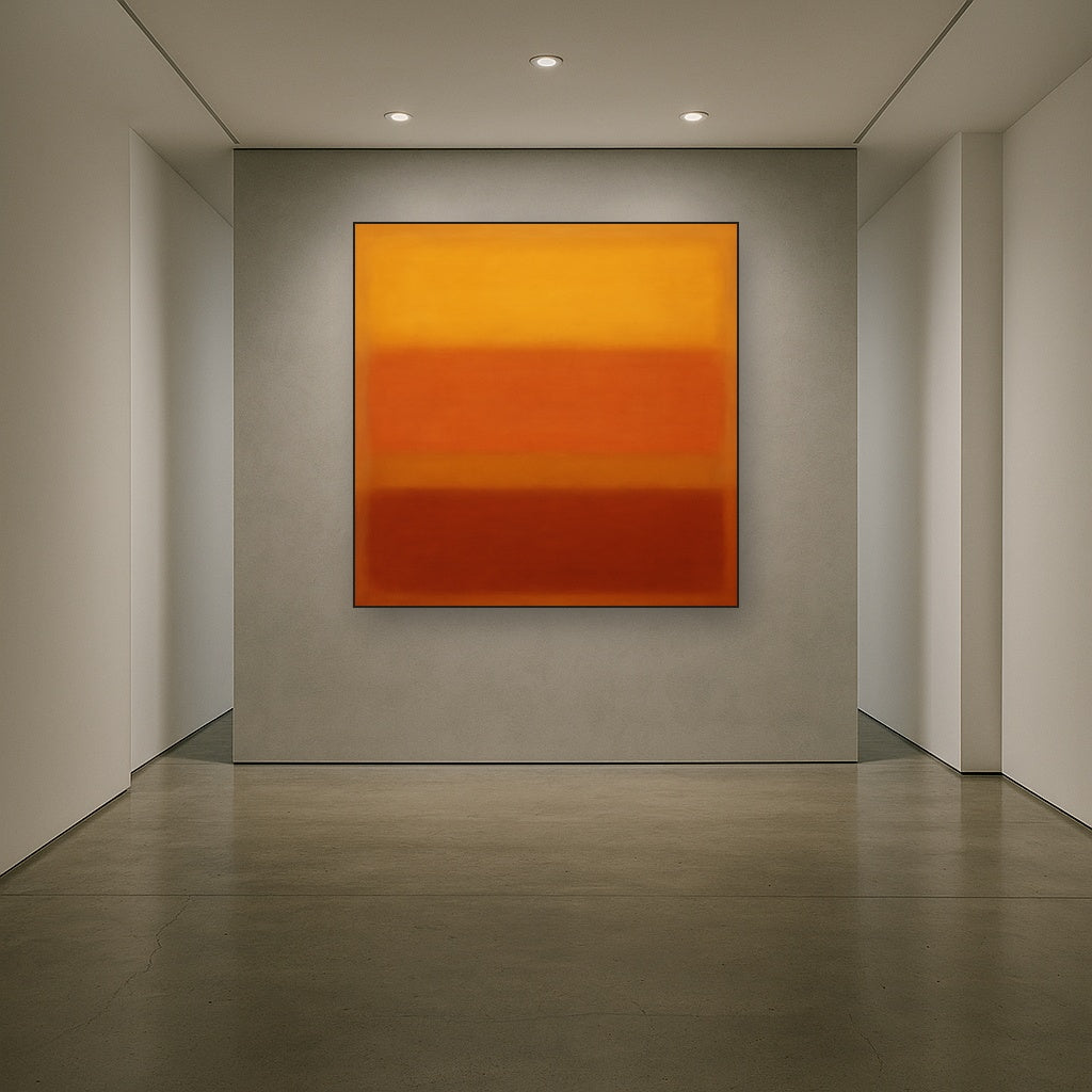 Luminous Ochre & Terracotta Horizon Color Field No. 6 Oil Painting - View 5