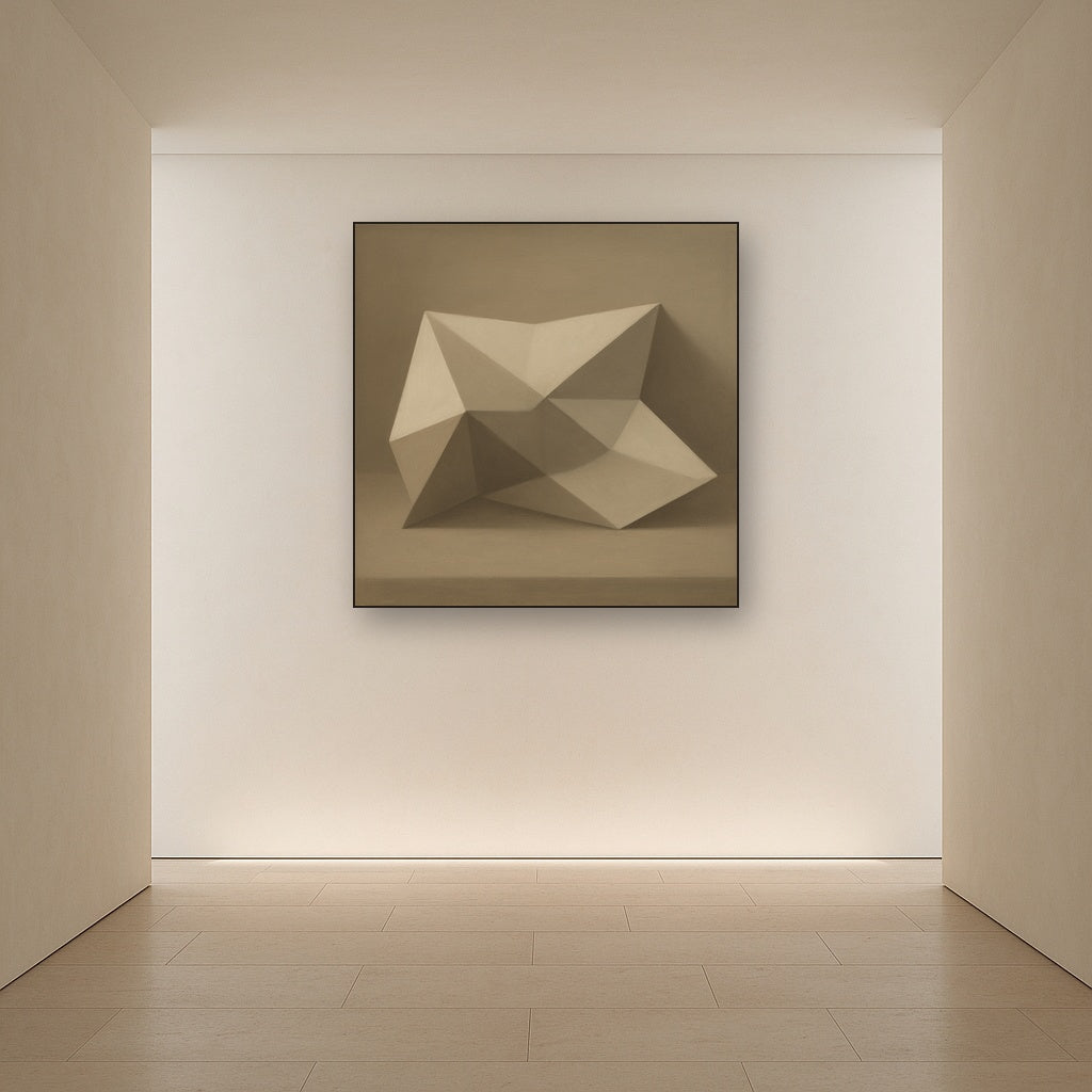 Folded Paper Geometry in Neutral Gradient Shadows No. 19 Oil Painting - View 5