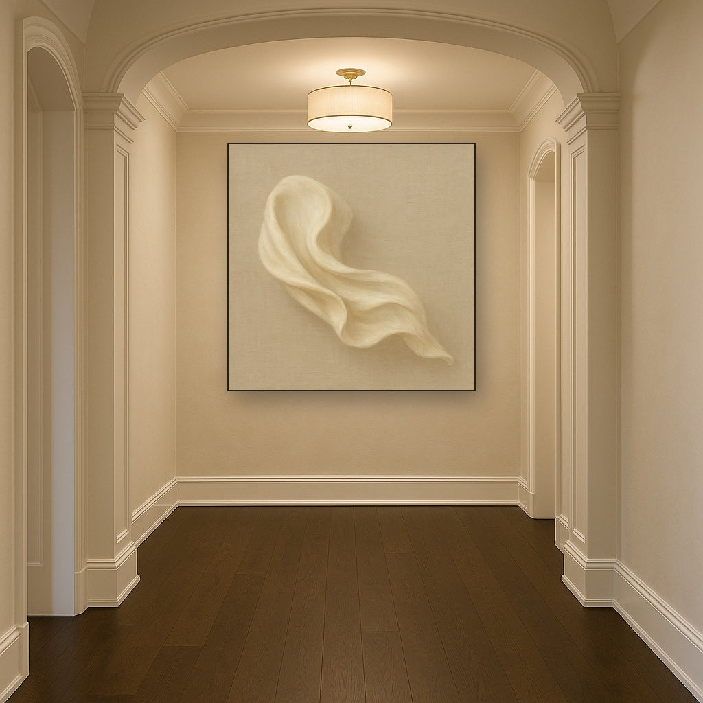 Alabaster Linen Texture Fold No. 4 - Modern Fine Art Oil Painting - View 5
