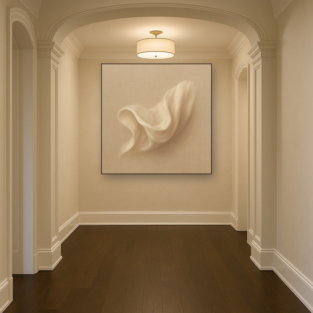 Alabaster Linen Texture Fold No. 4 - Modern Fine Art Oil Painting - View 5