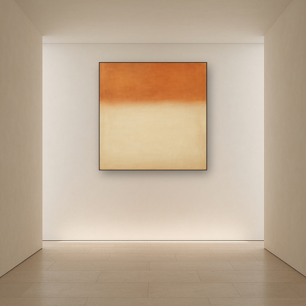 Terracotta & Greige Earth Bands No. 6 - Modern Fine Art Oil Painting - View 5