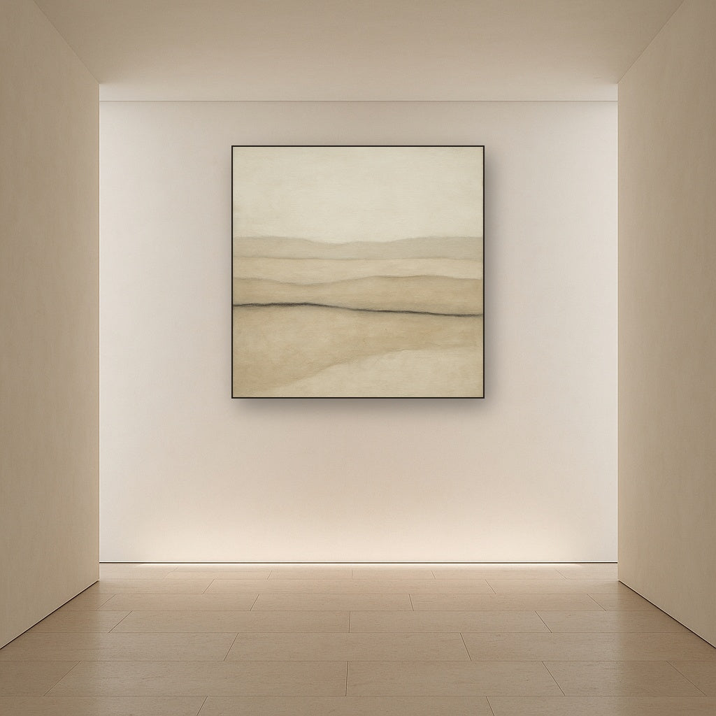 Raw Limestone Horizon & Washed Linen No. 26 Oil Painting - View 5