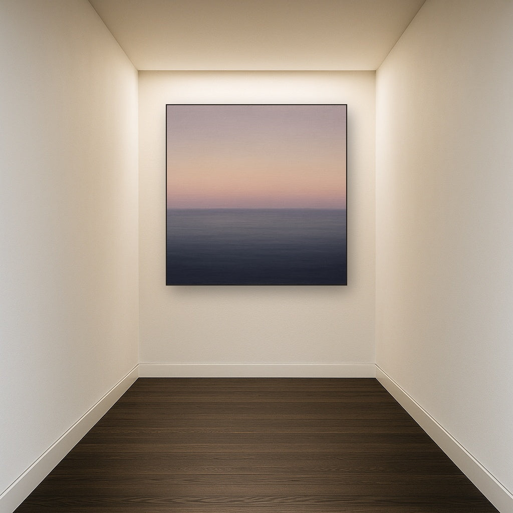 Dusk Horizon in Pale Lavender & Slate No. 3 - Modern Fine Art Oil Painting - View 5