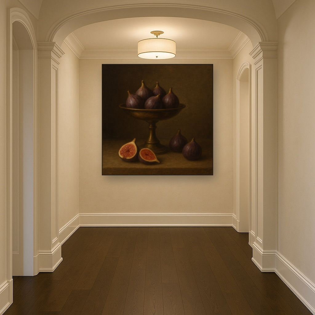 Ripe Figs & Bronze Compote Still Life No. 6 Oil Painting - View 5