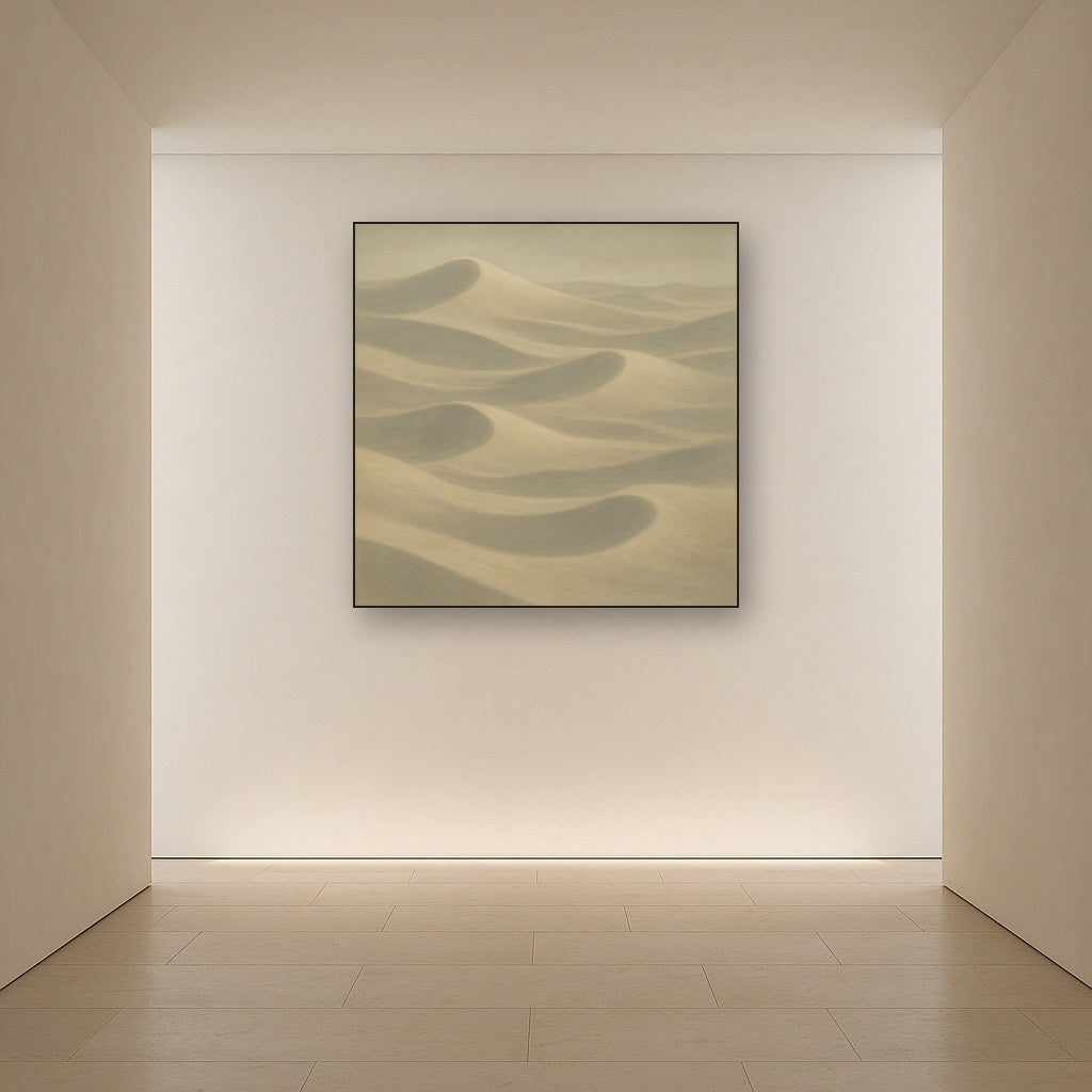 Monochrome Sand Dune Contours & Pale Slate No. 12 Oil Painting - View 5