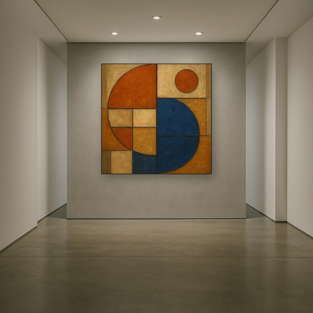 Bauhaus Quadrant Study Geometric Oil Painting - View 5