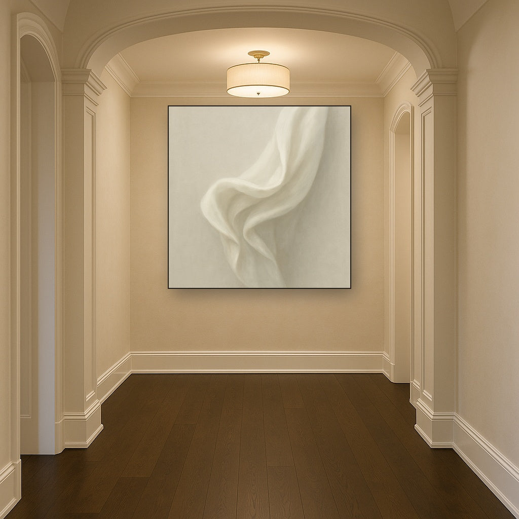 Alabaster Linen Texture Fold No. 4 - Modern Fine Art Oil Painting - View 5