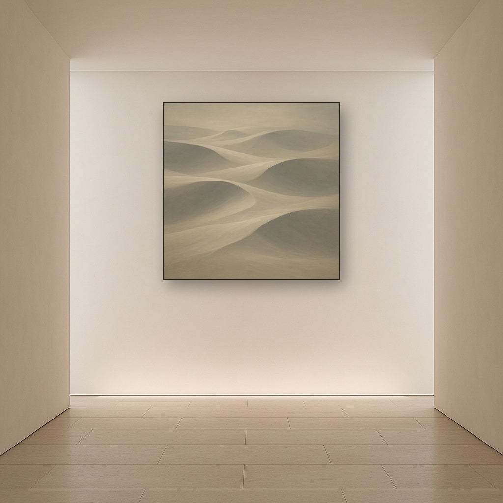Monochrome Sand Dune Contours & Pale Slate No. 10 Oil Painting - View 5