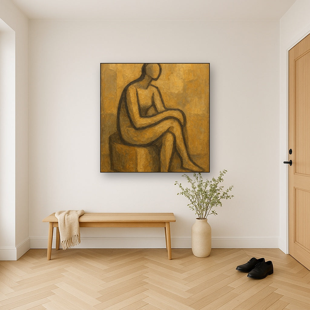 Abstracted Seated Silhouette Figurative Oil Painting - View 5