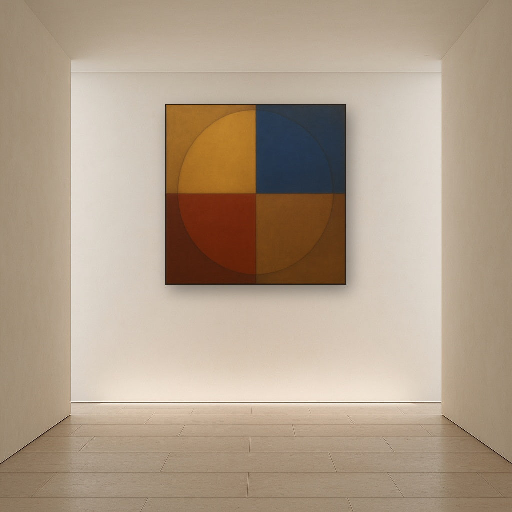Bauhaus Quadrant Harmony in Primary Earth Tones No. 8 Oil Painting - View 5