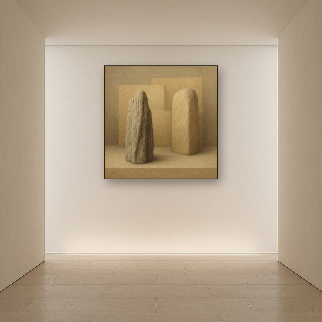 Driftwood Grey & Weathered Stone Monolith No. 4 Oil Painting - View 5