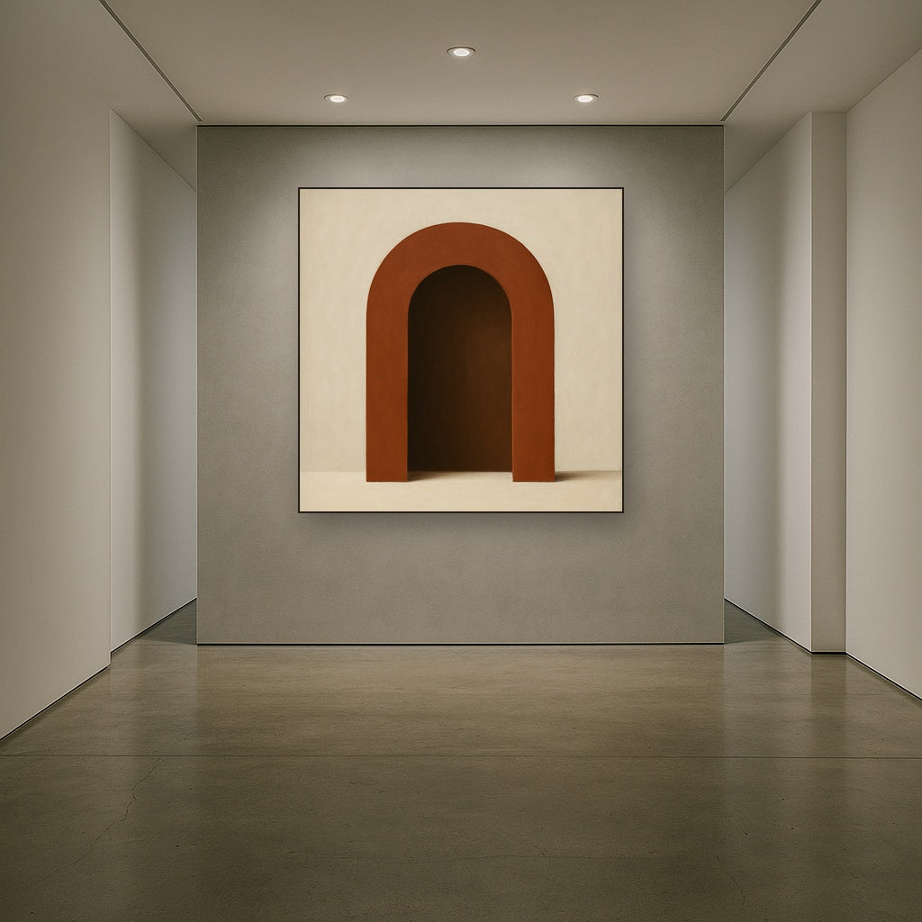 Terracotta Clay & Cream Arch No. 4 - Modern Fine Art Oil Painting - View 5